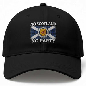 No Scotland No Party Baseball Cap Lion Rampant Crest Scottish Tartan Flag
