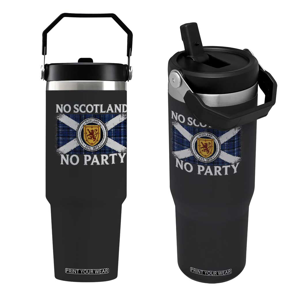 No Scotland No Party Flip Straw Tumbler Lion Rampant Crest Scottish Tartan Flag TS11 One Size: 30 oz Black Print Your Wear