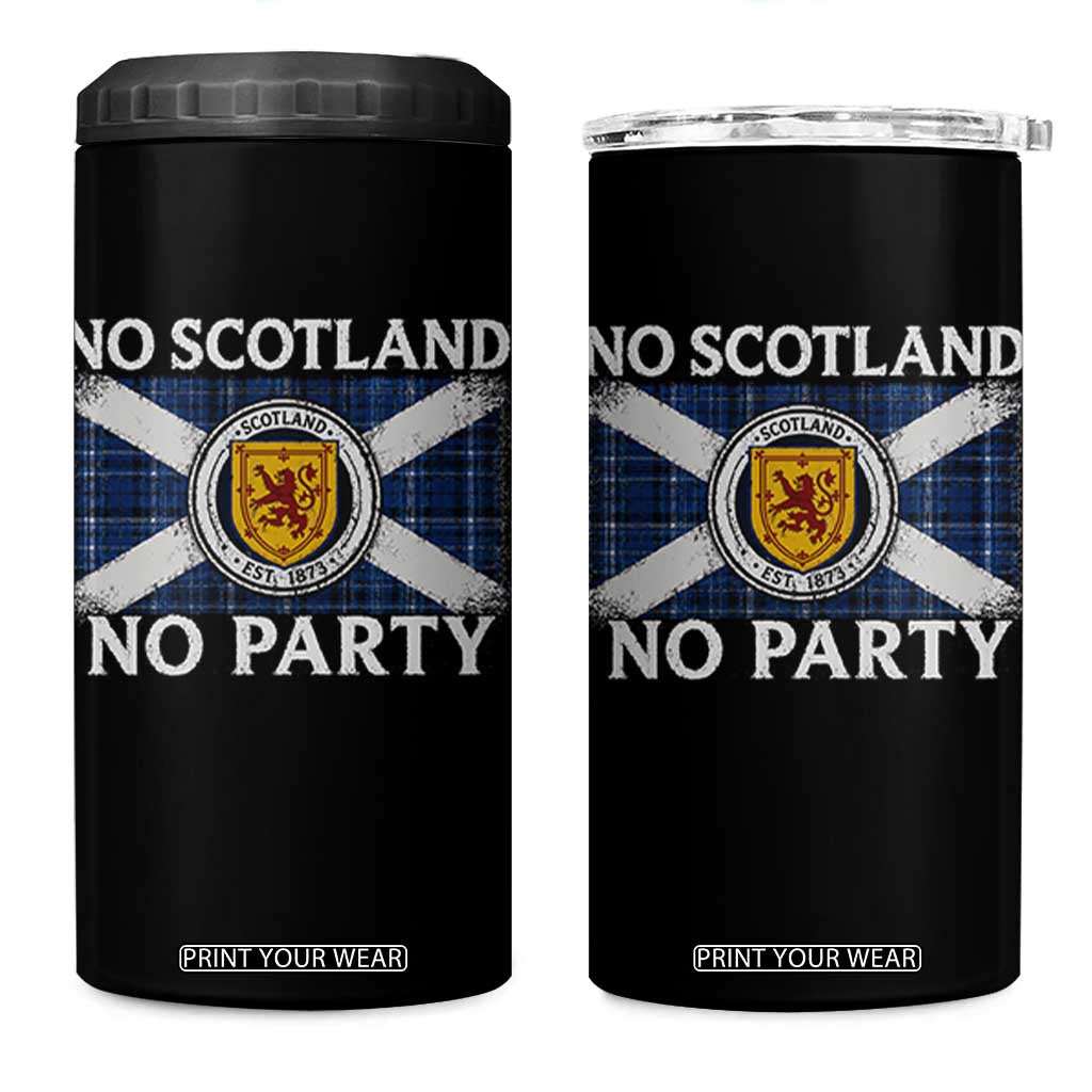 No Scotland No Party 4 in 1 Can Cooler Tumbler Lion Rampant Crest Scottish Tartan Flag TS11 One Size: 16 oz Black Print Your Wear