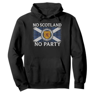 No Scotland No Party Hoodie Lion Rampant Crest Scottish Tartan Flag