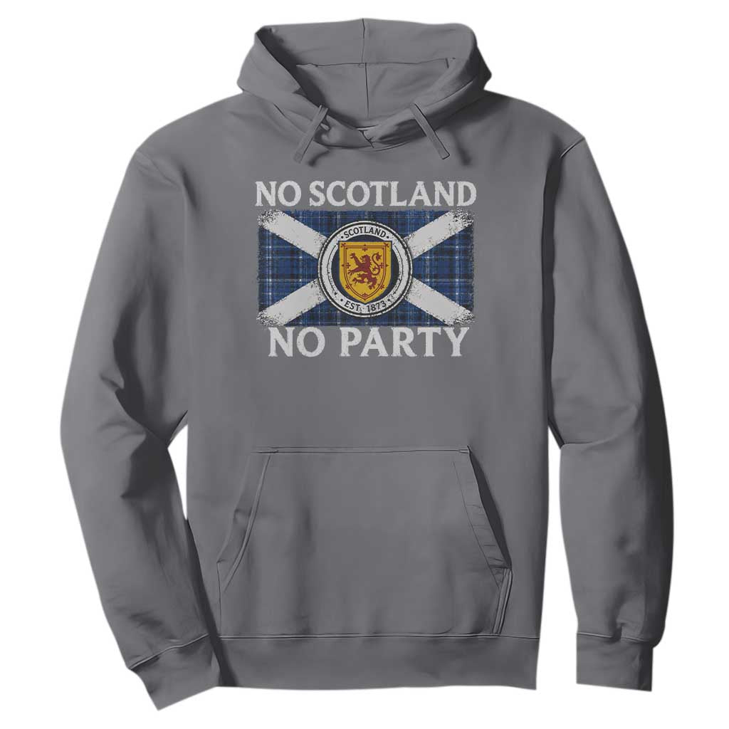 No Scotland No Party Hoodie Lion Rampant Crest Scottish Tartan Flag