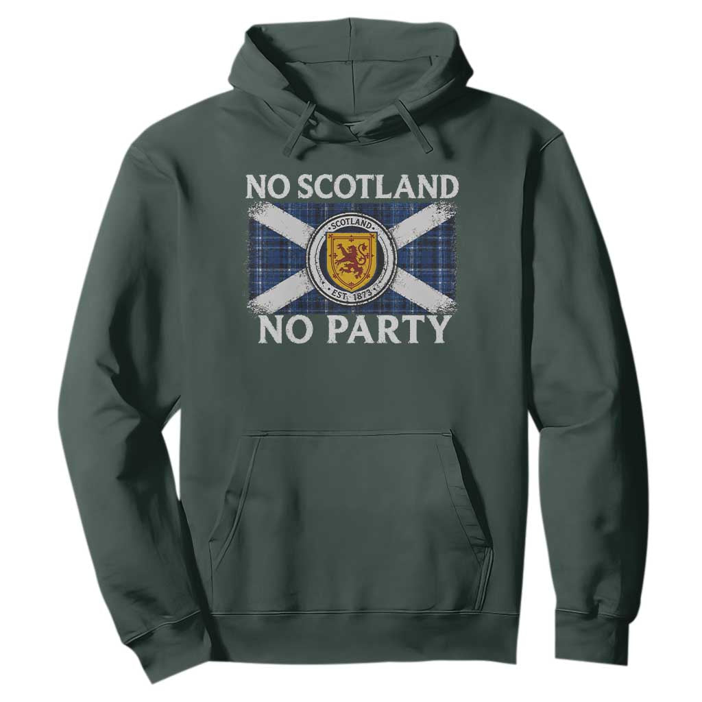 No Scotland No Party Hoodie Lion Rampant Crest Scottish Tartan Flag