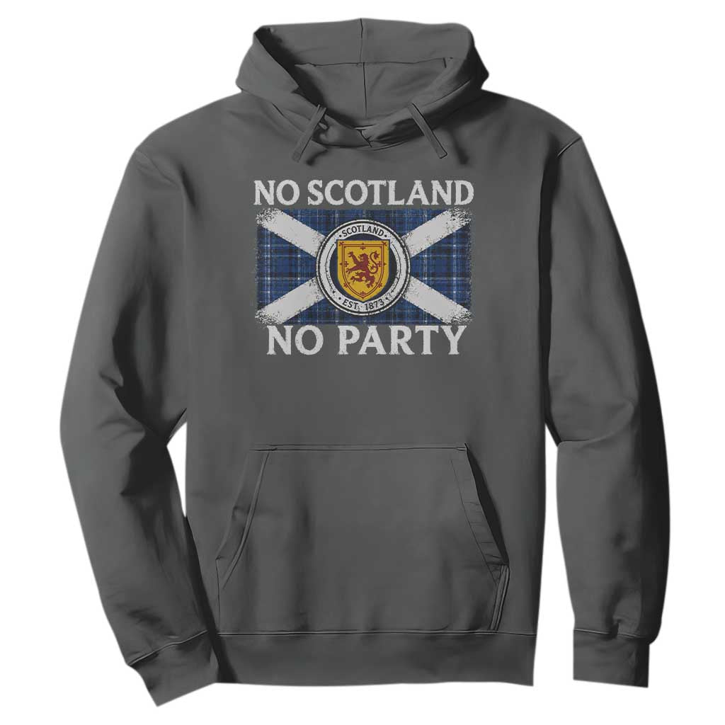 No Scotland No Party Hoodie Lion Rampant Crest Scottish Tartan Flag