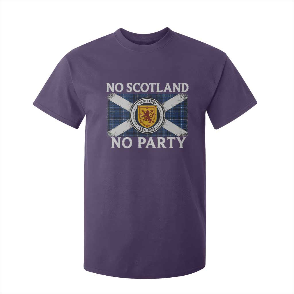 No Scotland No Party T Shirt For Kid Lion Rampant Crest Scottish Tartan Flag