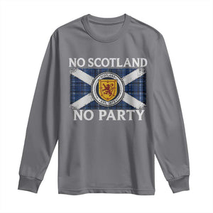No Scotland No Party Long Sleeve Shirt Lion Rampant Crest Scottish Tartan Flag