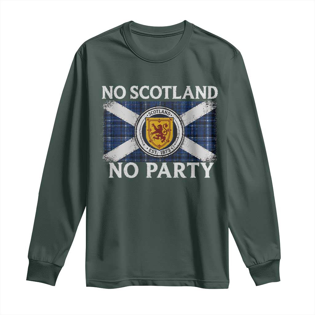 No Scotland No Party Long Sleeve Shirt Lion Rampant Crest Scottish Tartan Flag