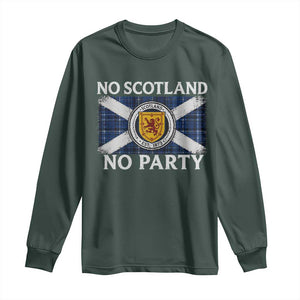 No Scotland No Party Long Sleeve Shirt Lion Rampant Crest Scottish Tartan Flag