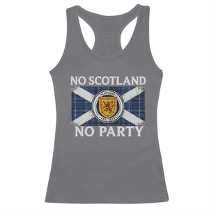 No Scotland No Party Racerback Tank Top Lion Rampant Crest Scottish Tartan Flag