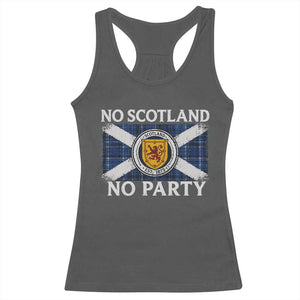 No Scotland No Party Racerback Tank Top Lion Rampant Crest Scottish Tartan Flag