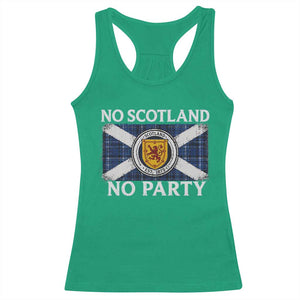 No Scotland No Party Racerback Tank Top Lion Rampant Crest Scottish Tartan Flag