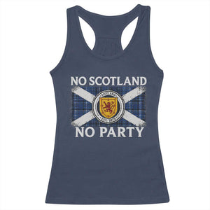 No Scotland No Party Racerback Tank Top Lion Rampant Crest Scottish Tartan Flag