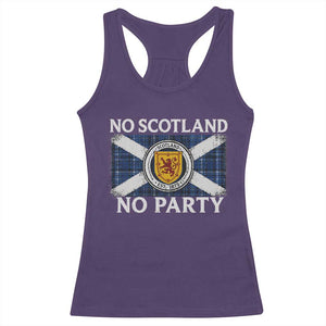 No Scotland No Party Racerback Tank Top Lion Rampant Crest Scottish Tartan Flag