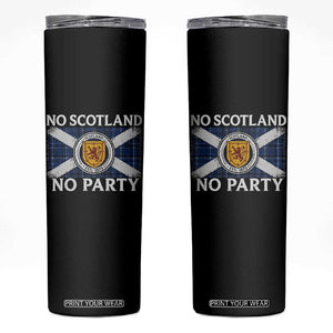 No Scotland No Party Skinny Tumbler Lion Rampant Crest Scottish Tartan Flag TS11 Black Print Your Wear