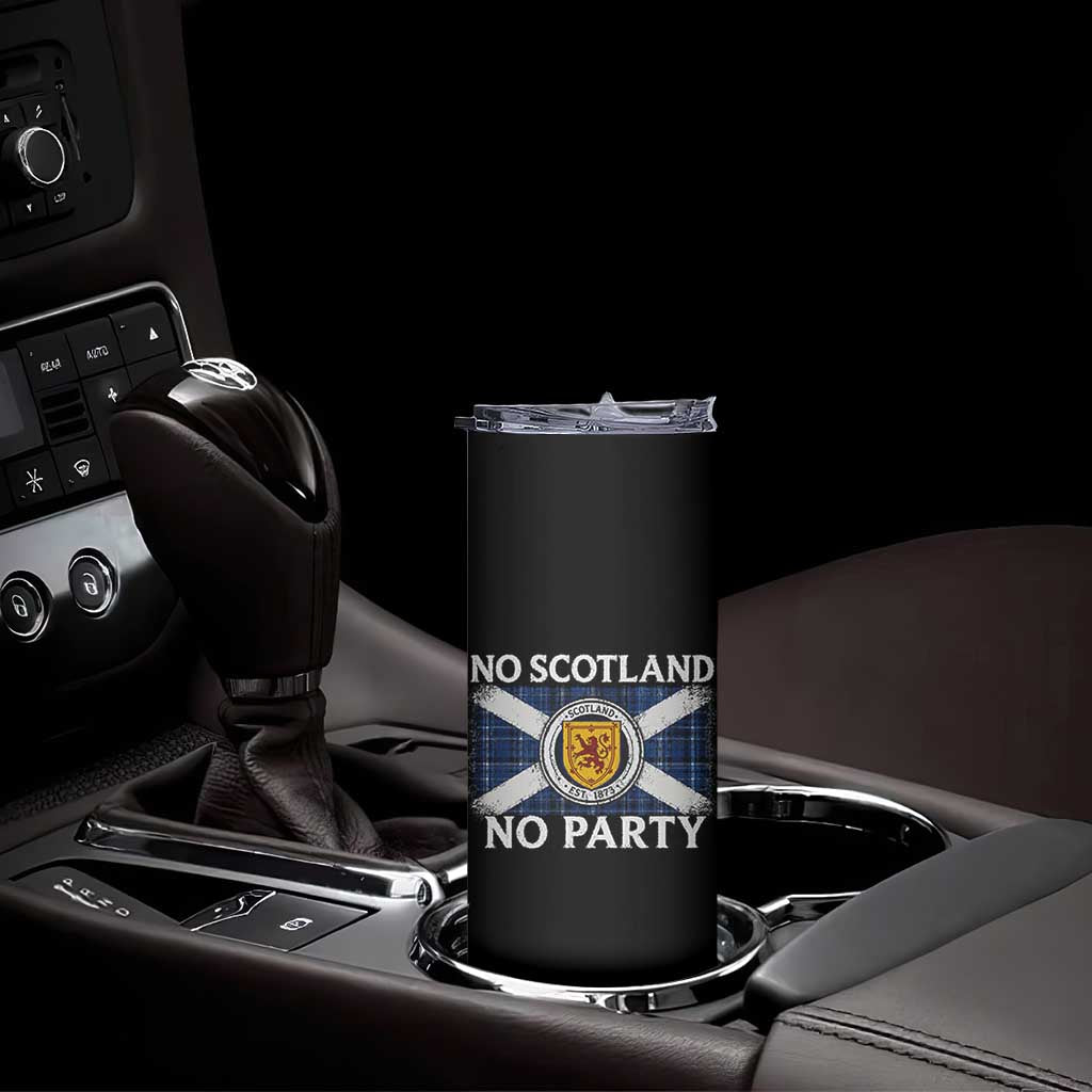 No Scotland No Party Skinny Tumbler Lion Rampant Crest Scottish Tartan Flag TS11 Print Your Wear