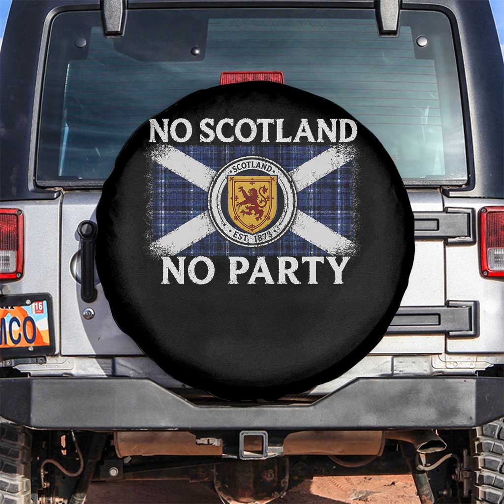 No Scotland No Party Spare Tire Cover Lion Rampant Crest Scottish Tartan Flag TS11 No hole Black Print Your Wear