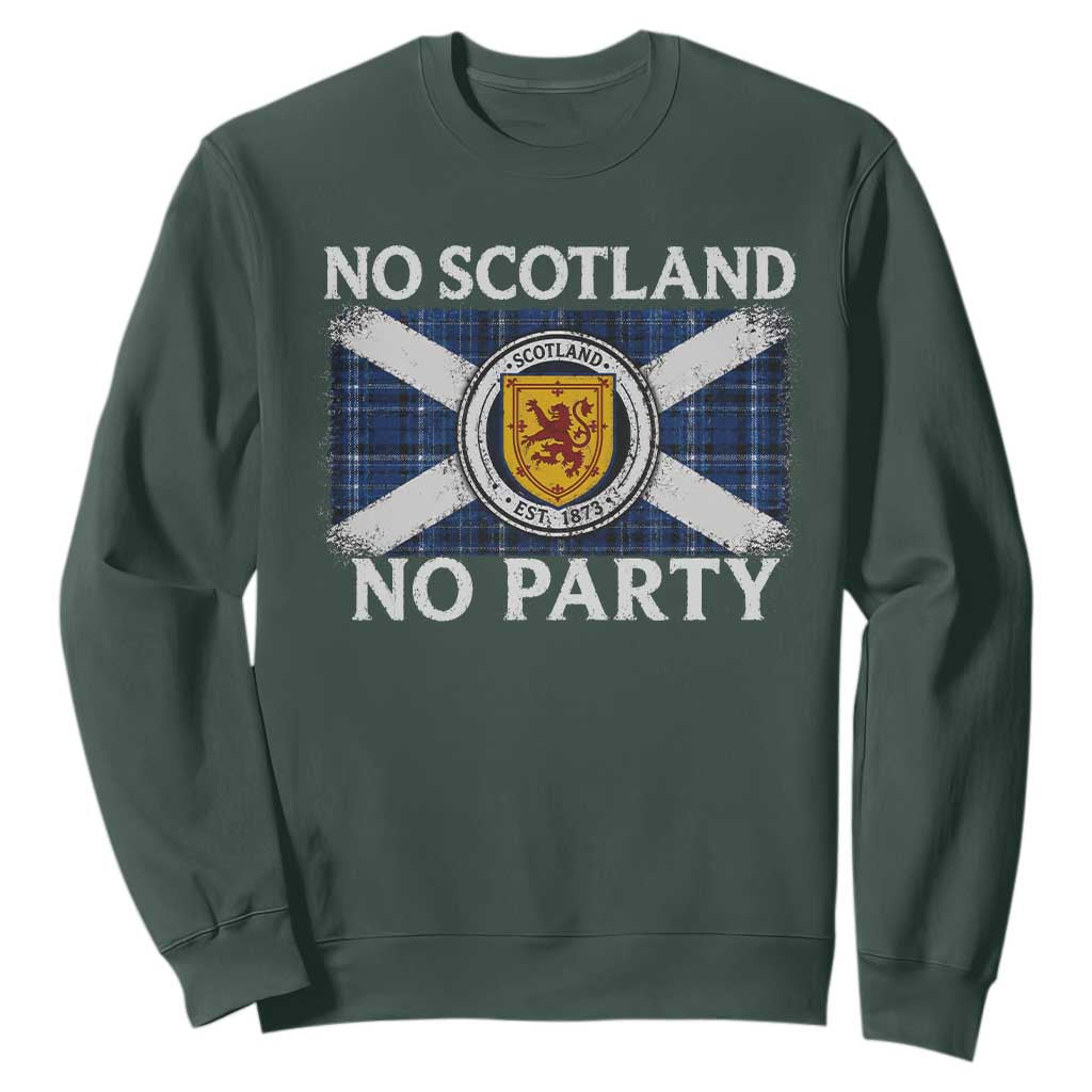 No Scotland No Party Sweatshirt Lion Rampant Crest Scottish Tartan Flag