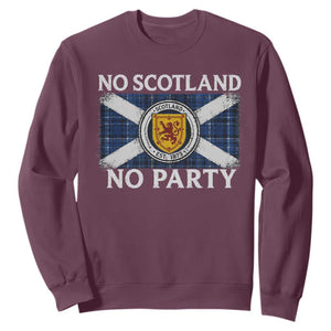 No Scotland No Party Sweatshirt Lion Rampant Crest Scottish Tartan Flag