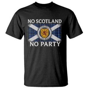 No Scotland No Party T Shirt Lion Rampant Crest Scottish Tartan Flag