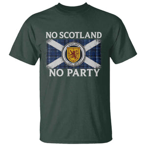 No Scotland No Party T Shirt Lion Rampant Crest Scottish Tartan Flag