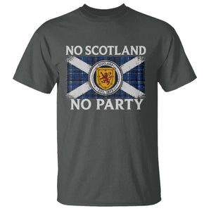 No Scotland No Party T Shirt Lion Rampant Crest Scottish Tartan Flag
