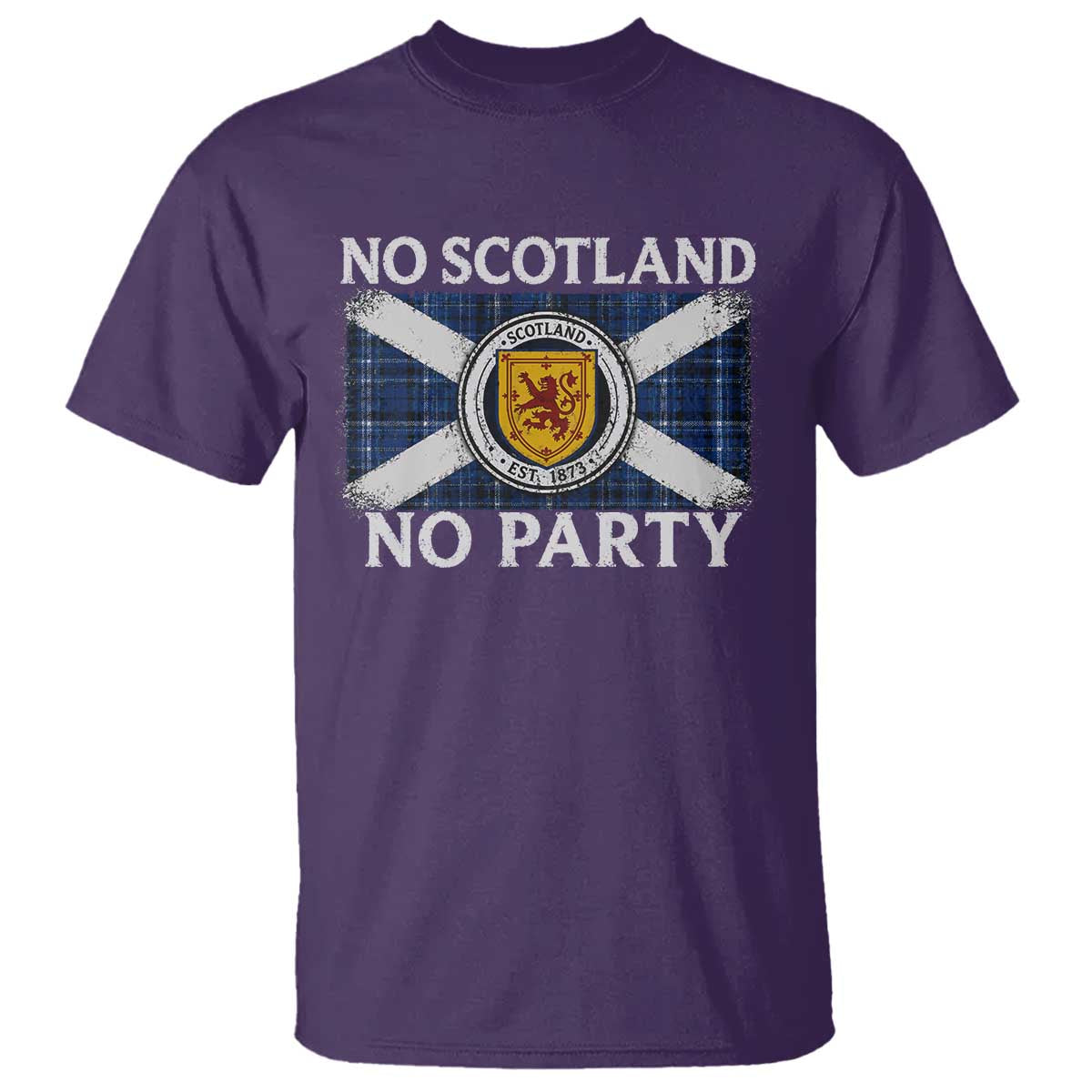 No Scotland No Party T Shirt Lion Rampant Crest Scottish Tartan Flag