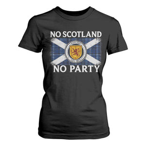 No Scotland No Party T Shirt For Women Lion Rampant Crest Scottish Tartan Flag