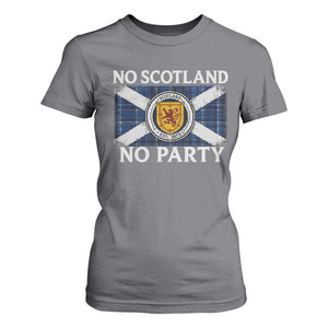 No Scotland No Party T Shirt For Women Lion Rampant Crest Scottish Tartan Flag