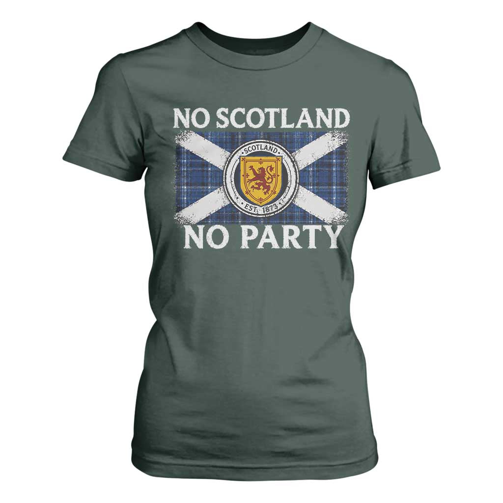 No Scotland No Party T Shirt For Women Lion Rampant Crest Scottish Tartan Flag