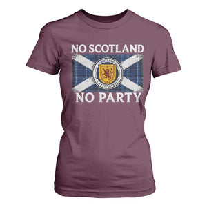 No Scotland No Party T Shirt For Women Lion Rampant Crest Scottish Tartan Flag