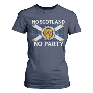 No Scotland No Party T Shirt For Women Lion Rampant Crest Scottish Tartan Flag