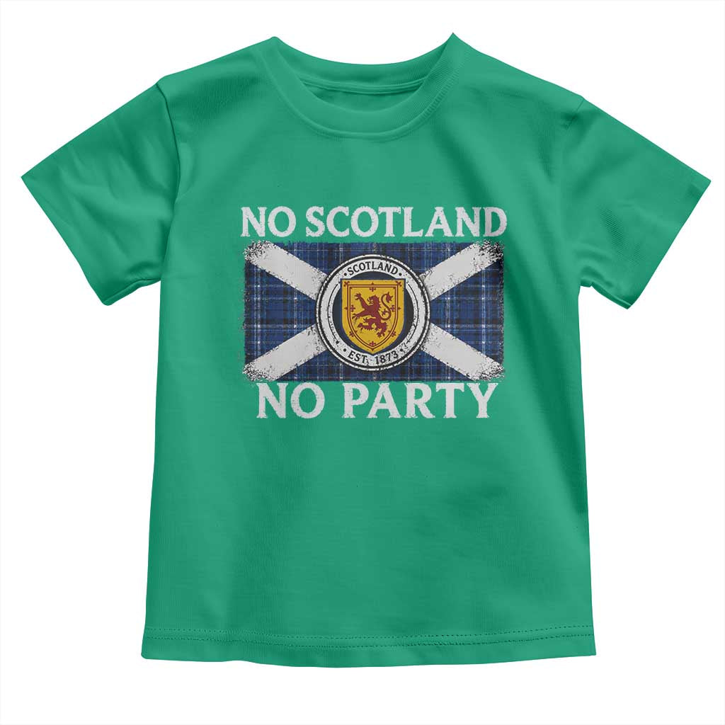 No Scotland No Party Toddler T Shirt Lion Rampant Crest Scottish Tartan Flag