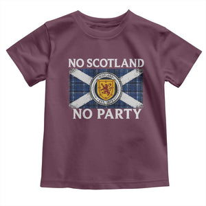 No Scotland No Party Toddler T Shirt Lion Rampant Crest Scottish Tartan Flag
