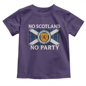 No Scotland No Party Toddler T Shirt Lion Rampant Crest Scottish Tartan Flag