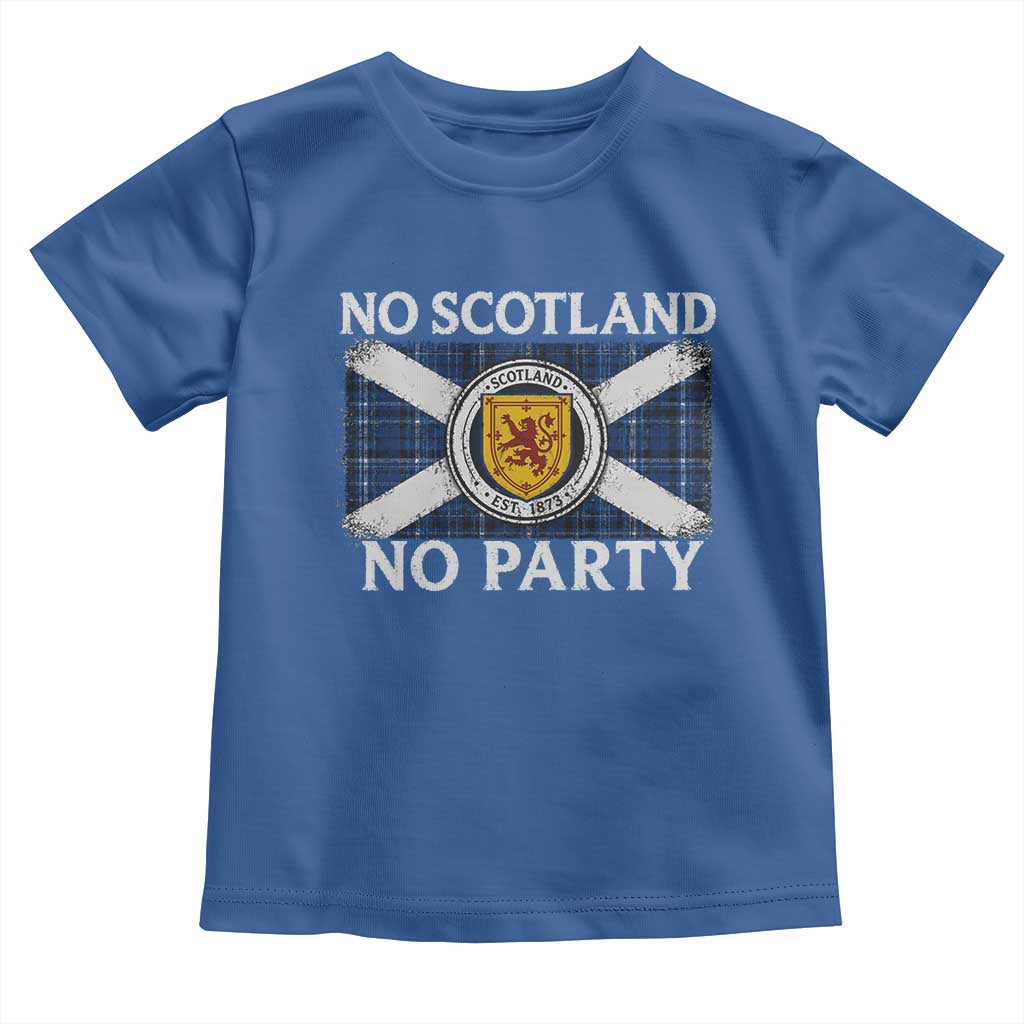 No Scotland No Party Toddler T Shirt Lion Rampant Crest Scottish Tartan Flag