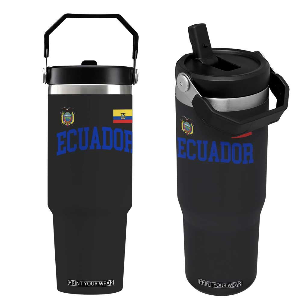 Ecuador Vintage Throwback Soccer Jersey Style Flip Straw Tumbler Ecuadorian Hispanic Heritage