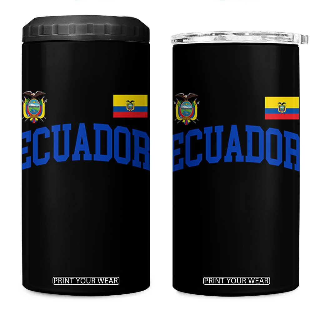 Ecuador Vintage Throwback Soccer Jersey Style 4 in 1 Can Cooler Tumbler Ecuadorian Hispanic Heritage
