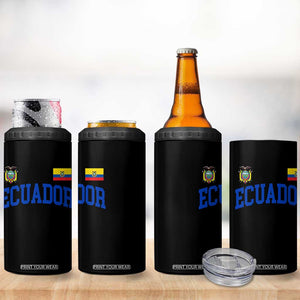 Ecuador Vintage Throwback Soccer Jersey Style 4 in 1 Can Cooler Tumbler Ecuadorian Hispanic Heritage