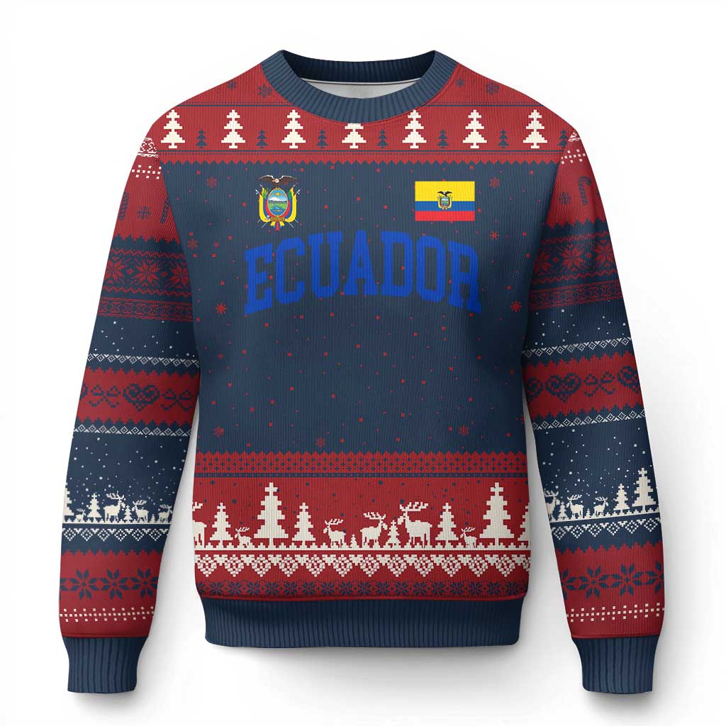 Ecuador Vintage Throwback Soccer Jersey Style Ugly Christmas Sweater Ecuadorian Hispanic Heritage TS11 Navy Red Print Your Wear