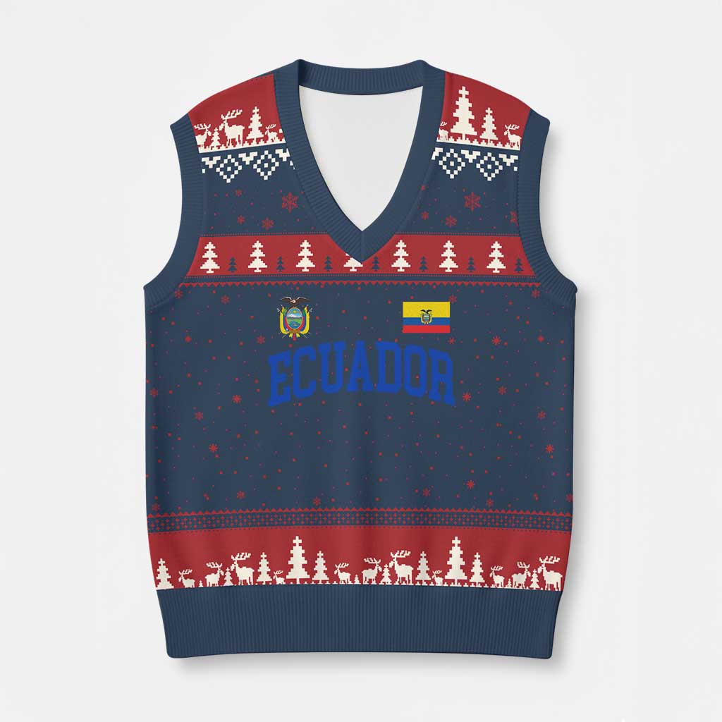Ecuador Vintage Throwback Soccer Jersey Style V-Neck Knit Sweater Vest Ecuadorian Hispanic Heritage TS11 Navy Red Print Your Wear