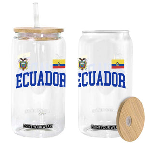 Ecuador Vintage Throwback Soccer Jersey Style Glass Can Ecuadorian Hispanic Heritage