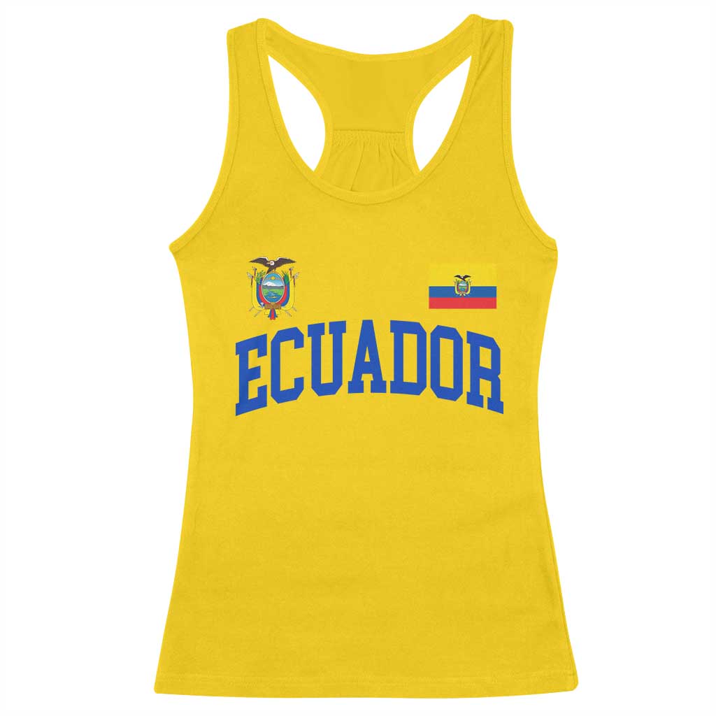 Ecuador Vintage Throwback Soccer Jersey Style Racerback Tank Top Ecuadorian Hispanic Heritage