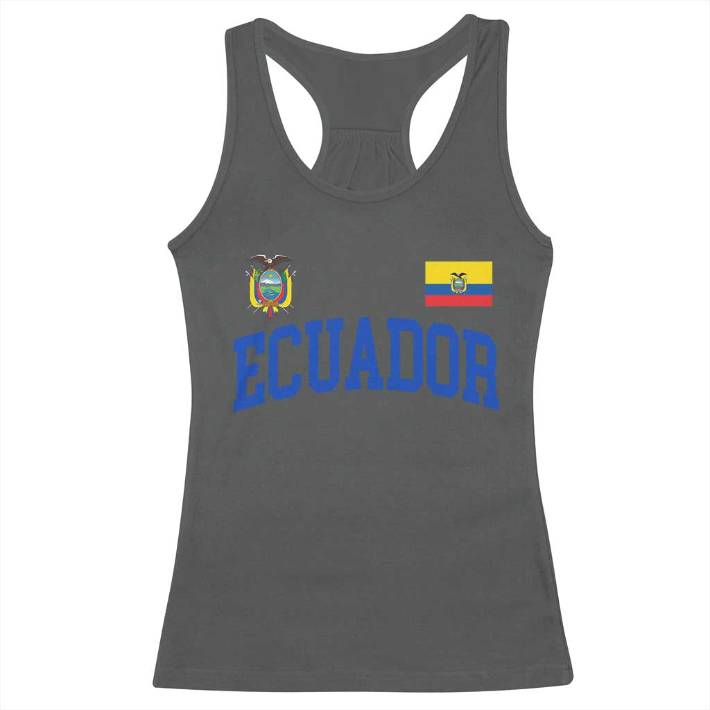 Ecuador Vintage Throwback Soccer Jersey Style Racerback Tank Top Ecuadorian Hispanic Heritage