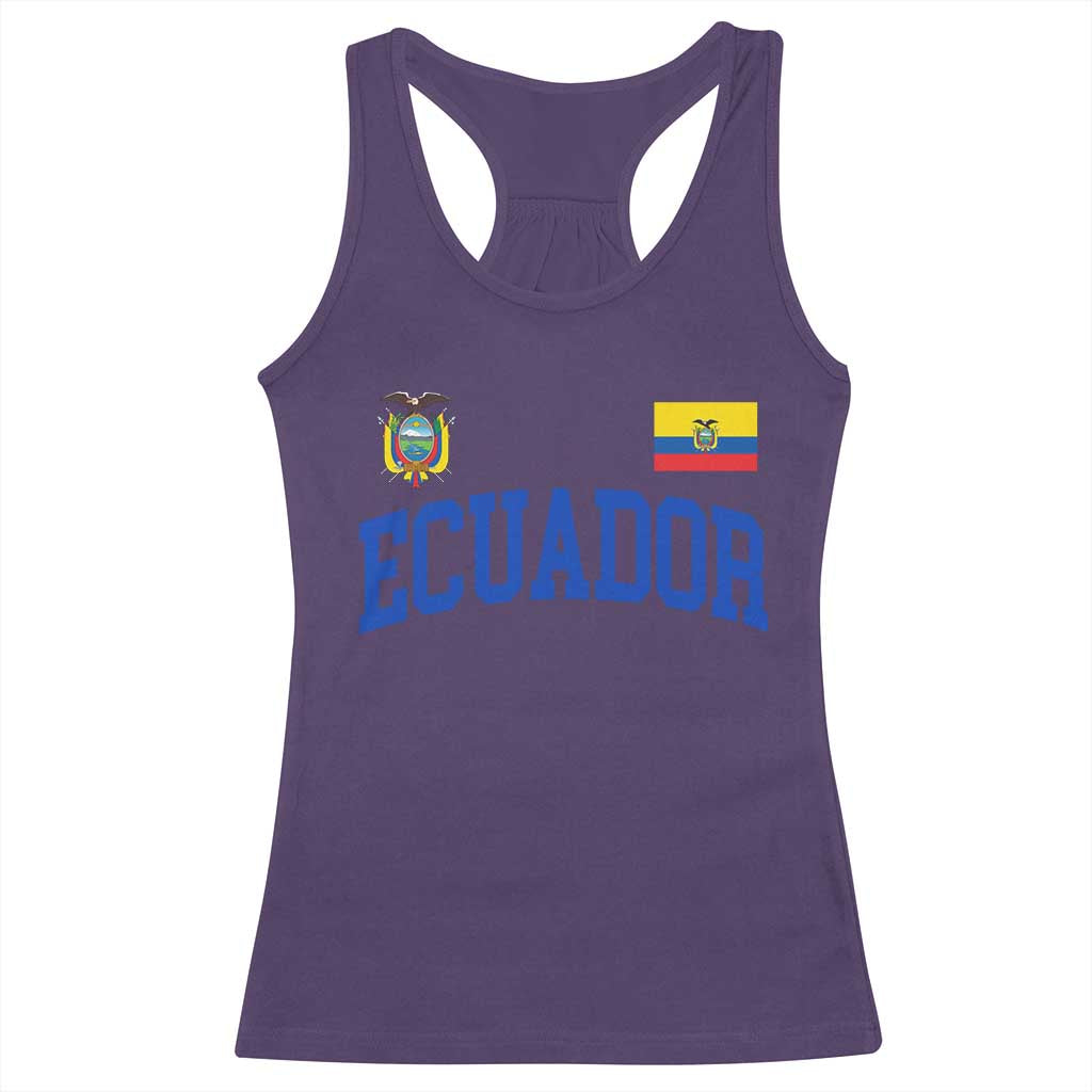 Ecuador Vintage Throwback Soccer Jersey Style Racerback Tank Top Ecuadorian Hispanic Heritage