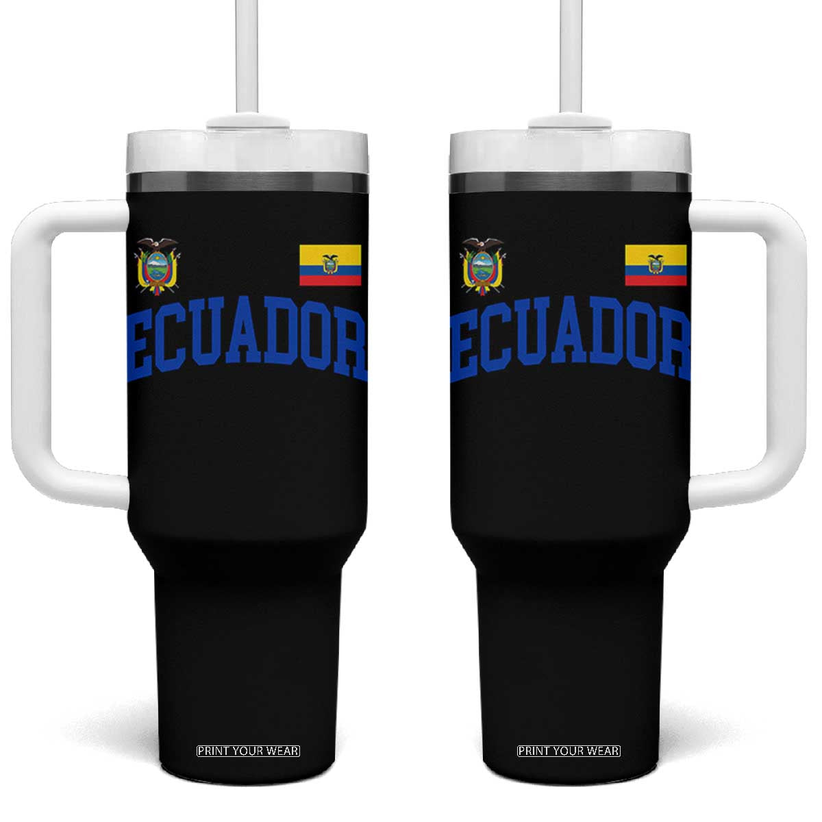 Ecuador Vintage Throwback Soccer Jersey Style Tumbler With Handle Ecuadorian Hispanic Heritage