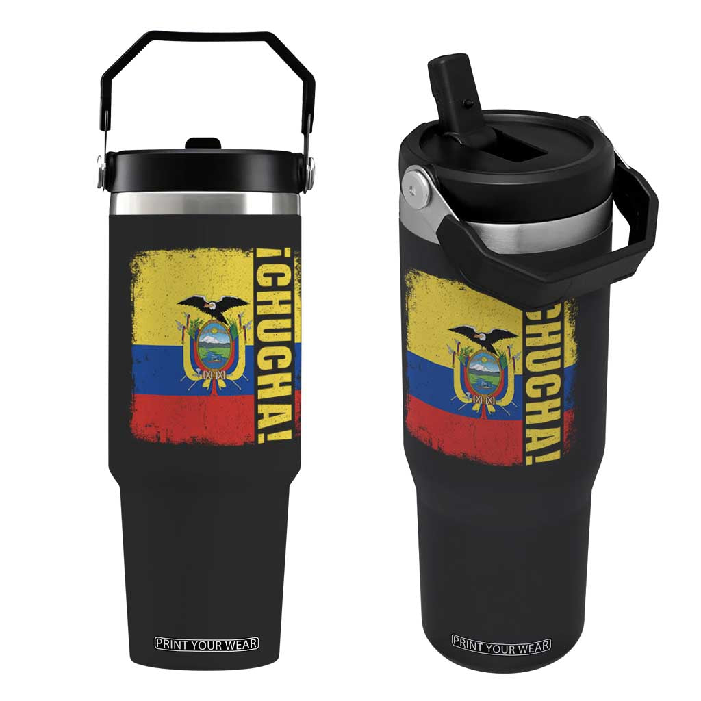 Chucha Funny Ecuadorian Slang Vintage Ecuador Flag Flip Straw Tumbler