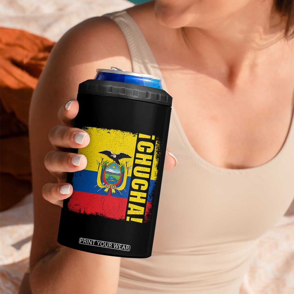 Chucha Funny Ecuadorian Slang Vintage Ecuador Flag 4 in 1 Can Cooler Tumbler