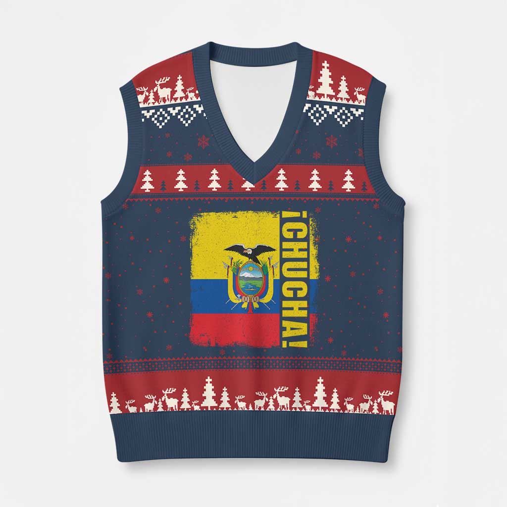 Chucha Funny Ecuadorian Slang Vintage Ecuador Flag V-Neck Knit Sweater Vest