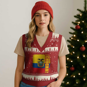 Chucha Funny Ecuadorian Slang Vintage Ecuador Flag V-Neck Knit Sweater Vest