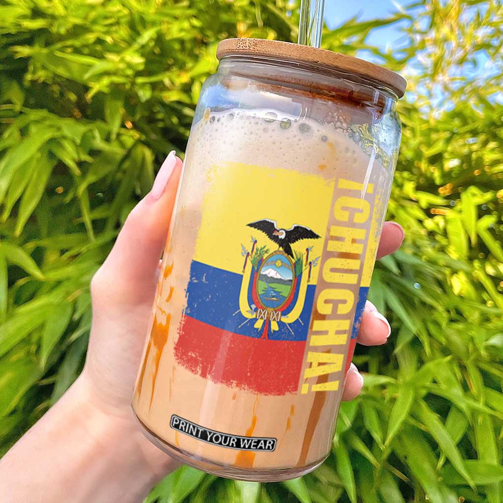Chucha Funny Ecuadorian Slang Vintage Ecuador Flag Glass Can