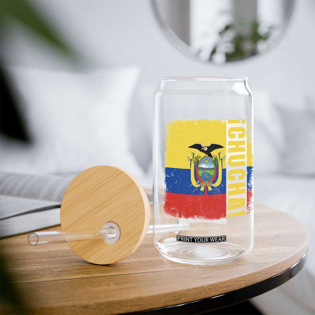 Chucha Funny Ecuadorian Slang Vintage Ecuador Flag Glass Can